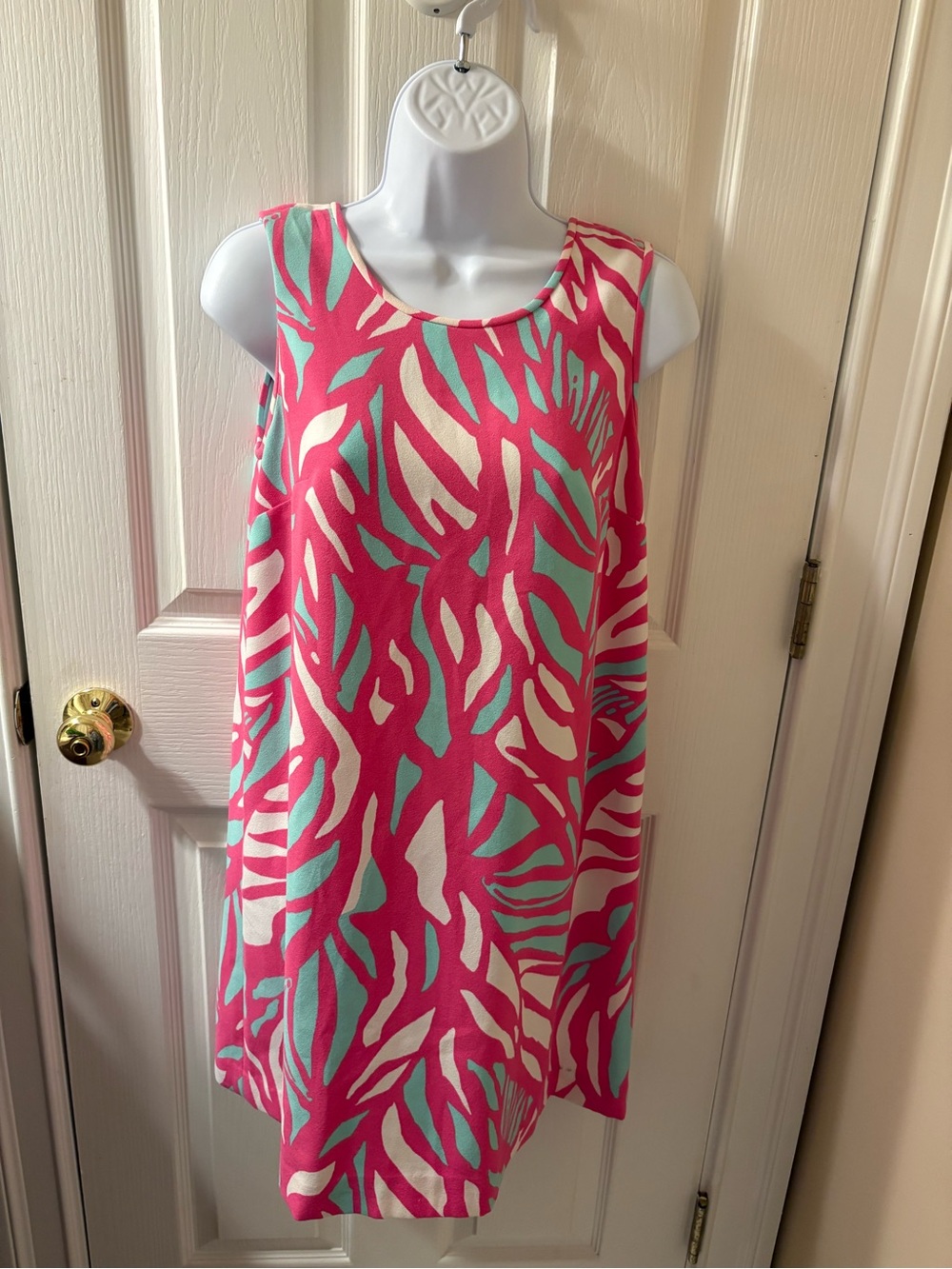 Lilly Pulitzer Pink, Aqua & White Zebra-Print Sleeveless Shift Dress